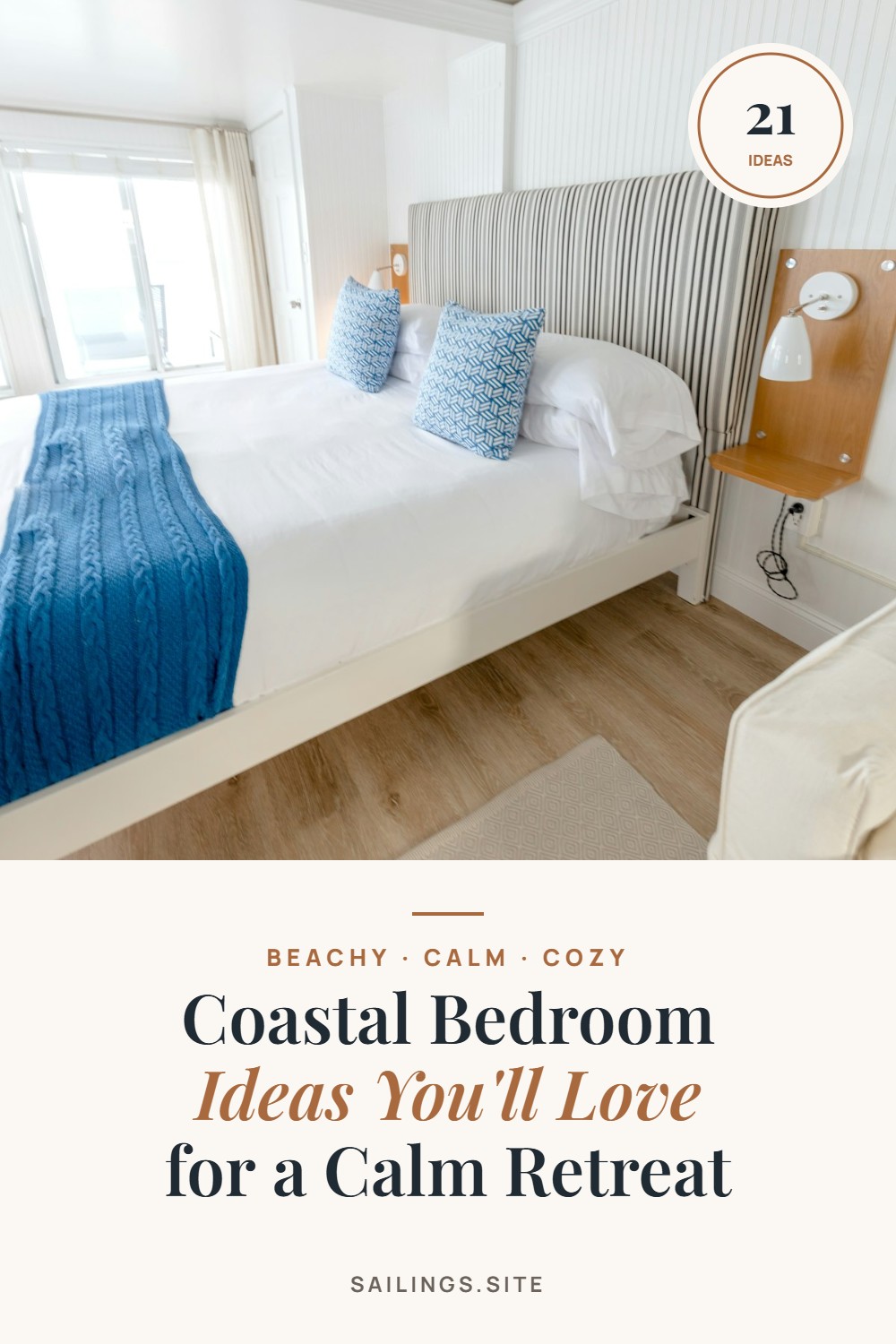 21 coastal bedroom ideas Pinterest pin