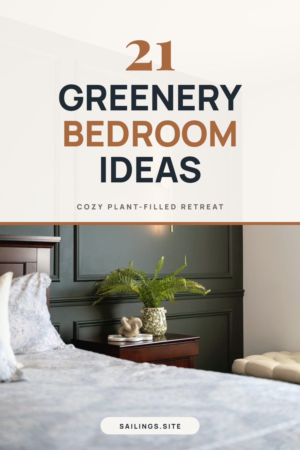21 greenery bedroom ideas Pinterest pin